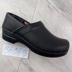 Sanita Black Leather Clogs